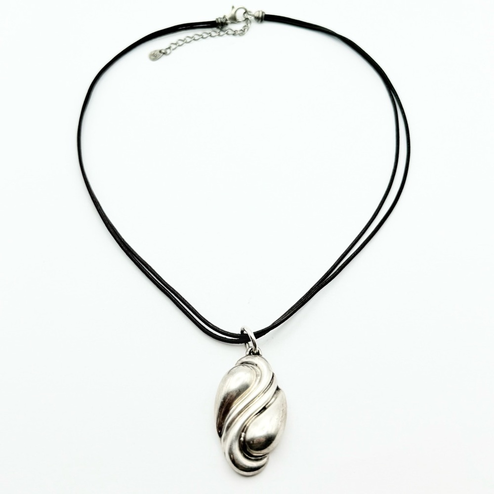 Frederic Jean Duclos 925 On Wax Pendant w/ Silpada Leather Necklace